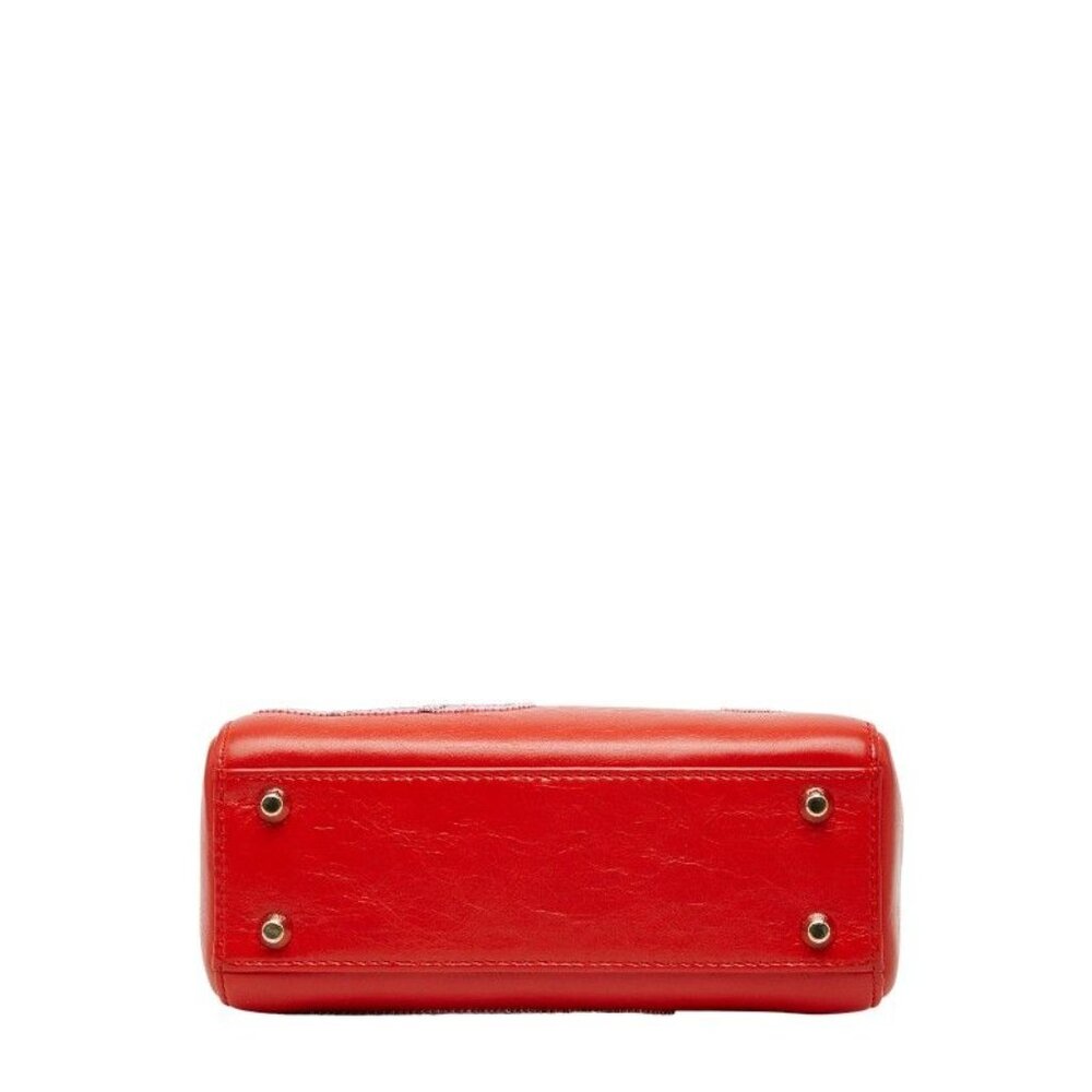 Dior Visual Lady Dior Mini 2-Way Shoulder Bag Red Leather - Picture 3 of 10